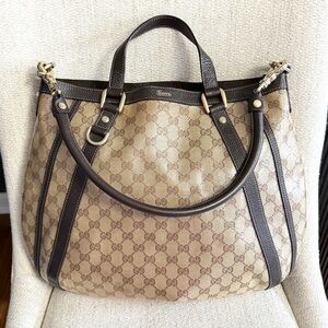 Authentic GUCCI Monogram Medium Abbey tote bag brown monogram supreme canvas